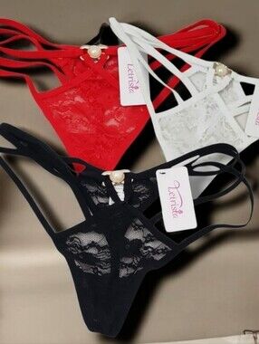 Women's Lace Thong Panty Bundle – Set of 3- Brand New with Tags